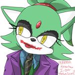  blaze_the_cat cat cosplay feline female green green_body joker makeup mammal necktie plain_background ponytail sajisu sega solo sonic_(series) suit white_background yellow_eyes 