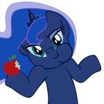  absurd_res adiwan alicorn alpha_channel apple blue_eyes blue_hair crown eating equine female feral food friendship_is_magic fruit hair hi_res horn long_hair mammal meme my_little_pony plain_background princess_luna_(mlp) shrug solo unicorn 