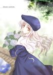  caren_hortensia delusion_syndrome dress fate/hollow_ataraxia fate/stay_night fate_(series) flower hat long_hair silver_hair solo white_hair yellow_eyes 