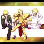  armor bad_id bad_pixiv_id blonde_hair casual child earrings fate/hollow_ataraxia fate/stay_night fate/zero fate_(series) gilgamesh jewelry male_focus multiple_boys multiple_persona necklace red_eyes san_moto short_hair smile younger 