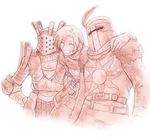  armor chosen_undead dark_souls full_armor helm helmet knight knight_lautrec_of_carim miyasumi_(jam_session) multiple_boys solaire_of_astora souls_(from_software) sun_(symbol) visor_(armor) 