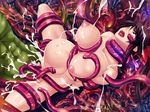  1girl abalone_kiss ahegao black_hair cg deep_insertion female fucked_silly game_cg girl inflation ponytail rolling_eyes sex stomach_bulge tentacle touki_kyouka 