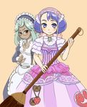  2girls dark_elf dark_skin dress electra_(rune_factory_oceans) elegant_lolita elf green_hair harvest_moon lolita lolita_fashion maid mepurin merprin merupurin_(rune_factory_oceans) multiple_girls pointy_ears purple_hair rune_factory rune_factory_oceans 