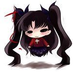  :3 black_hair chibi fate/stay_night fate_(series) long_hair prehensile_hair skirt solo sweater thighhighs toosaka_rin two_side_up very_long_hair yume_shokunin zettai_ryouiki 