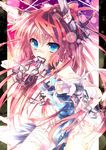  bad_id bad_pixiv_id bandages blue_eyes chain cuffs letterboxed original pink_hair ribbon ryuji_(ikeriu) smile solo 