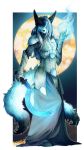  2018 5_fingers anthro armor canine clothed clothing digital_media_(artwork) female fox green_eyes hair holding_object holding_weapon looking_at_viewer magic_user mammal melee_weapon ravoilie solo standing sword weapon white_hair 