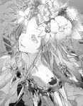  beatless flower from_above greyscale hair_flower hair_ornament halftone long_hair md5_mismatch monochrome redjuice snowdrop_(beatless) solo 