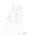  baiola hug macross macross_frontier macross_zero mao_nome multiple_girls sara_nome sheryl_nome sketch time_paradox 