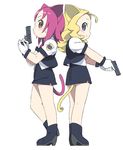  2girls animal_ears cat_ears cat_tail gun handgun kanzaki_hiro multiple_girls pistol tail uniform weapon 