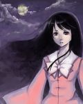  blouse bow bowtie expressionless full_moon houraisan_kaguya long_sleeves looking_at_viewer lowres moon pale_skin solo touhou upper_body white_bow white_neckwear 