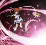  alternate_costume alternate_weapon feathers fingerless_gloves gloves lyrical_nanoha magic_circle magical_girl mahou_shoujo_lyrical_nanoha mahou_shoujo_lyrical_nanoha_a's mahou_shoujo_lyrical_nanoha_strikers octagram purple_eyes raising_heart red_hair shoes solo takamachi_nanoha totsuki_tooka twintails weapon winged_shoes wings 