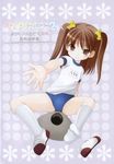  azuma_yuki beckoning buruma copyright_request feet gym_uniform highres minigirl shoes single_shoe socks solo twintails 