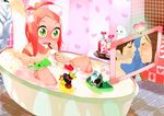  bath blush cat food green_eyes milk original popsicle rakuraku red_hair rubber_duck solo television 