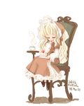  blonde_hair bonnet cake chair food mimukamu original solo tea 