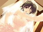  bridal_veil bride brown_eyes brown_hair dress game_cg mature mitsumi_misato one_eye_closed solo to_heart_2 to_heart_2_ad veil wedding_dress yuzuhara_haruka 