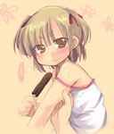  angry artist_request camisole food marui_mitsuba mitsudomoe pinching popsicle solo 