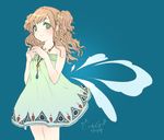  bad_id bad_pixiv_id beads blonde_hair brown_hair copyright_request cuteg dress green_eyes jewelry necklace solo 