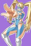  blonde_hair blue_leotard boots leotard mask nagase_haruhito rainbow_mika solo street_fighter 