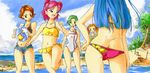  akimoto_komachi ass barefoot bikini butt_crack day denim denim_shorts dimples_of_venus kasugano_urara_(yes!_precure_5) minazuki_karen multiple_girls natsuki_rin precure short_shorts shorts swimsuit two_side_up umanosuke yes!_precure_5 yumehara_nozomi 