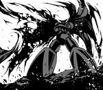  crossed_arms epic getter-1 getter_robo greyscale manly mecha monochrome no_humans solo super_robot taguchi_shigeo torn_cape torn_clothes 