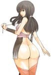  ass bare_shoulders black_eyes black_hair detached_sleeves hips kazaana long_hair no_panties original rope solo thighhighs wide_hips 