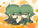  coat green_eyes green_hair ion male_focus multiple_boys short_hair_with_long_locks sidelocks smile sync tales_of_(series) tales_of_the_abyss yana831 