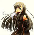  blue_eyes blush breasts brown brown_hair gloves hiryuu_kanon long_hair medium_breasts solo tales_of_(series) tales_of_the_abyss tear_grants white_background 