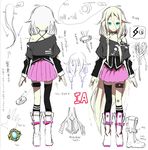  ahoge akasaka_aka bare_shoulders blonde_hair blue_eyes boots braid character_name character_sheet concept_art full_body ia_(vocaloid) long_hair off_shoulder resized side_braid single_thighhigh skirt thigh_strap thighhighs translation_request twin_braids very_long_hair vocaloid white_background 