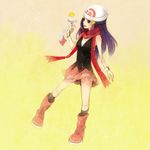  bad_id bad_pixiv_id bare_shoulders beanie blue_hair boots bracelet chimecho gen_3_pokemon hair_ornament hairclip hat hikari_(pokemon) jewelry pink_footwear pokemon pokemon_(creature) pokemon_(game) pokemon_dppt red_scarf scarf skirt socks watch wristwatch yubune 