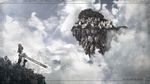  3d armor castle cloud floating_city floating_island highres ikeda_(hayato) nature original scenery sky solo sword wallpaper weapon 