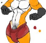  black_penis bulge canine clothed clothing dante_skye erection fox half-dressed huge_penis male mammal muscles penis plain_background solo standing tehsean topless underwear unknown_artist vein veins 