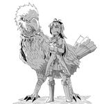  apple bad_id bad_pixiv_id bag bird bow closed_eyes food fruit greyscale grin hair_bow hobbang long_hair magical_girl mahou_shoujo_madoka_magica monochrome paper_bag pocky sakura_kyouko smile 