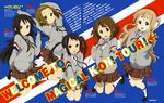  absurdres akiyama_mio black_hair blonde_hair blue_eyes blush brown_eyes brown_hair cardigan character_name closed_mouth grey_eyes hair_ornament hairband hairclip highres hirasawa_yui k-on! kneehighs kotobuki_tsumugi long_hair looking_away magazine_scan multiple_girls nakano_azusa newtype page_number parted_lips plaid plaid_skirt scan short_hair skirt smile tainaka_ritsu teeth thick_eyebrows translation_request twintails v white_legwear yamada_naoko 