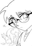  aoyama_goushou detective_conan edogawa_conan line_art male megane monochrome 