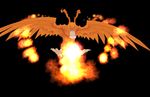  birdramon black_background blue_eyes claws digimon female fire orange orange_feathers plain_background solo teeth walker93 wings 