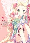  animal_ears bad_id bad_pixiv_id blonde_hair bracelet cat_tail flower fox_ears french green_eyes h2so4 hair_flower hair_ornament hairclip headphones heart jewelry lace long_hair multi-tied_hair off_shoulder original skirt solo tail twintails 