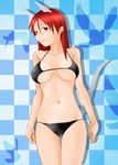  animal_ears bikini bird checkered checkered_background dog_ears long_hair minna-dietlinde_wilcke red_eyes red_hair silhouette solo strike_witches swimsuit tail tanaka_rikimaru world_witches_series 