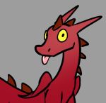  ambiguous_gender cyber_(artist) cyberh digital_media_(artwork) dragon feral grey_background red_body red_spines scalie simple_background solo spines tongue tongue_out wings yellow_eyes 