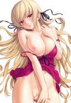  areola bakemonogatari breasts censored cleavage homunculus nipples no_bra open_shirt oshino_shinobu pubic_hair wet 