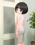  anda_(pennyroyal_tea) black_hair blush brown_eyes child flatcheez onodera_sayaka see-through shirt shorts sleeveless sleeveless_shirt solo standing 