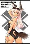  animal_ears ass ass_cutout bad_id bad_pixiv_id bare_back bare_legs bare_shoulders bird_tail blonde_hair blue_eyes blush breasts butt_crack detached_collar from_behind goggles hand_on_thigh hanna-justina_marseille head_wings leotard long_hair looking_at_viewer looking_back pink_hair playboy_bunny_leotard small_breasts smile solo strike_witches tail tail_slit_clothes tail_through_clothes ulrich_(tagaragakuin) world_witches_series wrist_cuffs 