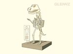  barney barney_and_friends black_and_white bone cosplay dinosaur fossil glenn_jones human mammal monochrome museum scalie sign skeleton yellow_theme 