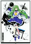  absurdres detached_sleeves frog green_eyes green_hair highres ideolo kochiya_sanae long_hair scan smile snake solo touhou 