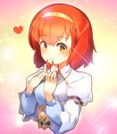  1girl box closed_mouth fire_emblem fire_emblem:_monshou_no_nazo gift gift_box hairband heart long_sleeves maria_(fire_emblem) nintendo red_hair short_hair smile solo upper_body uro_(oolong) 