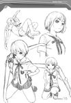  character_design houjou_kuniko monochrome range_murata seifuku shangri-la sketch 