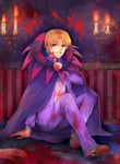  animal_print bad_id bad_pixiv_id blood bracelet candle cape capelet command_spell corpse cowl fate/stay_night fate/zero fate_(series) highres jewelry leopard_print male_focus orange_hair red_eyes ring sanme solo uryuu_ryuunosuke 
