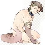  :p animal_ears black_hair collar dog_ears dog_tail elbow_gloves fate/zero fate_(series) gloves lancer_(fate/zero) lowres male_focus nude pinki_(shounenkakuseiya) solo tail tongue tongue_out yellow_eyes 