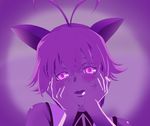  animal_ears antenna_hair blazblue hands hands_on_own_cheeks hands_on_own_face makoto_nanaya open_mouth pink pink_eyes purple_eyes sawa_nao solo squirrel_ears yandere yandere_trance 