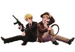  america business_suit gun hetalia_axis_powers himaruya_hidekazu male megane united_kingdom 