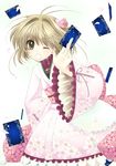  bad_id bad_pixiv_id card cardcaptor_sakura floating_card holding holding_card kinomoto_sakura one_eye_closed solo yukian 